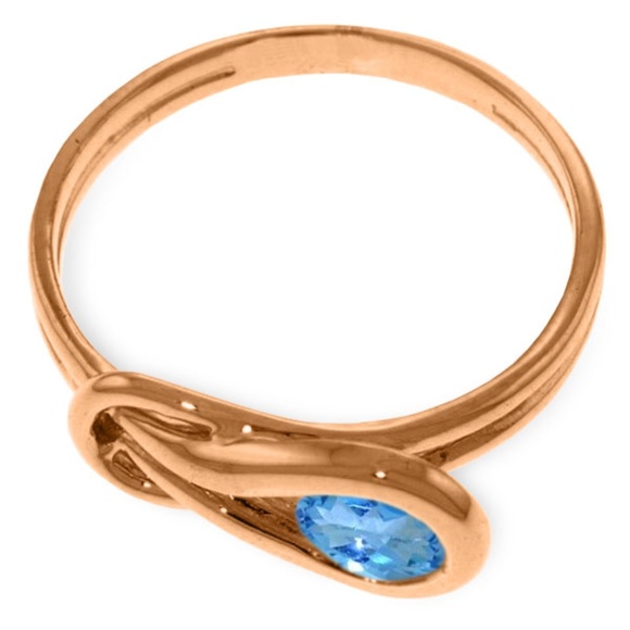 14K. SOLID GOLD RING WITH NATURAL BLUE TOPAZ - Picture 2 of 4